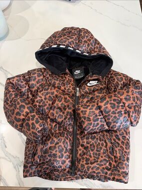 Nike Kids Leopard Print Puffer Jacket - Brown/Black
